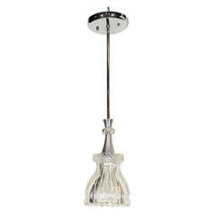 1940s Cut Crystal and Molded Glass Pendant Light 8
