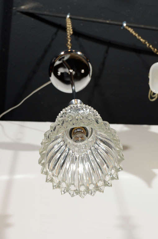 1940s Cut Crystal and Molded Glass Pendant Light For Sale at 1stdibs