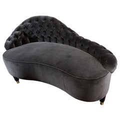 Custom Chaise Lounge in Black Velvet
