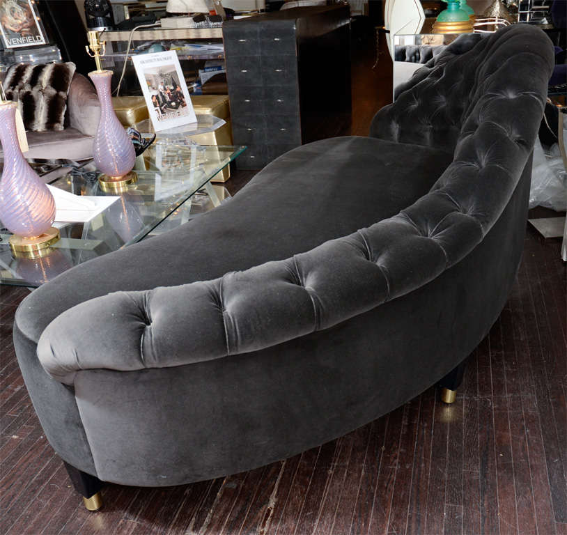 Custom Chaises Lounge in Black Velvet For Sale at 1stdibs