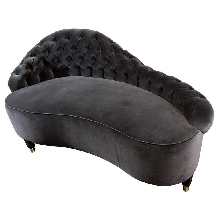 Custom Chaises Lounge in Black Velvet For Sale at 1stdibs