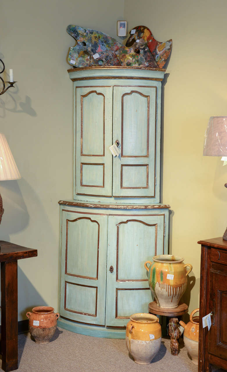 French 19th Century Painted Corner Cupboard, circa 1890 For Sale