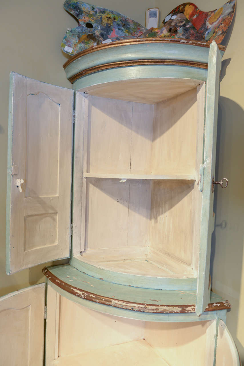 Wood 19th Century Painted Corner Cupboard, circa 1890 For Sale