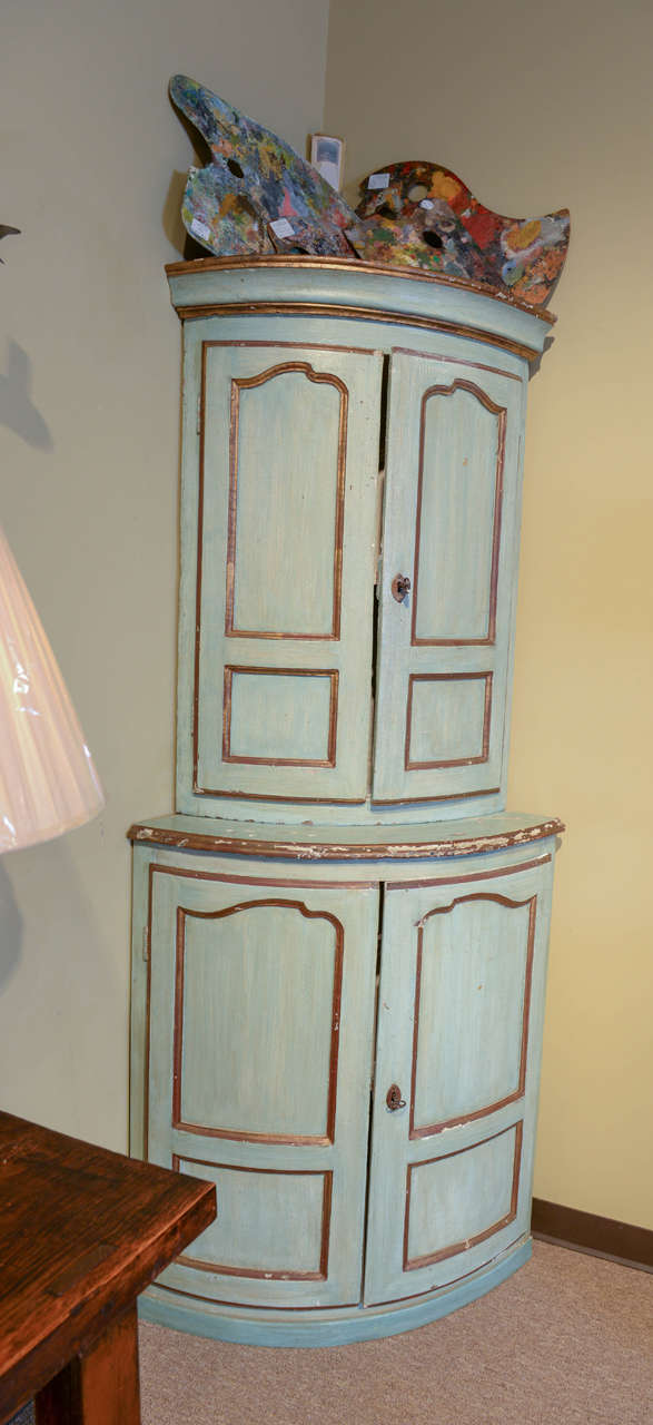 19th Century Painted Corner Cupboard, circa 1890 For Sale 2