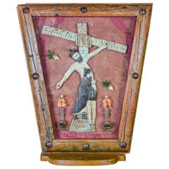 Polychrome Wooden Ex Voto "Descent from the Cross," 19th Century, Spain