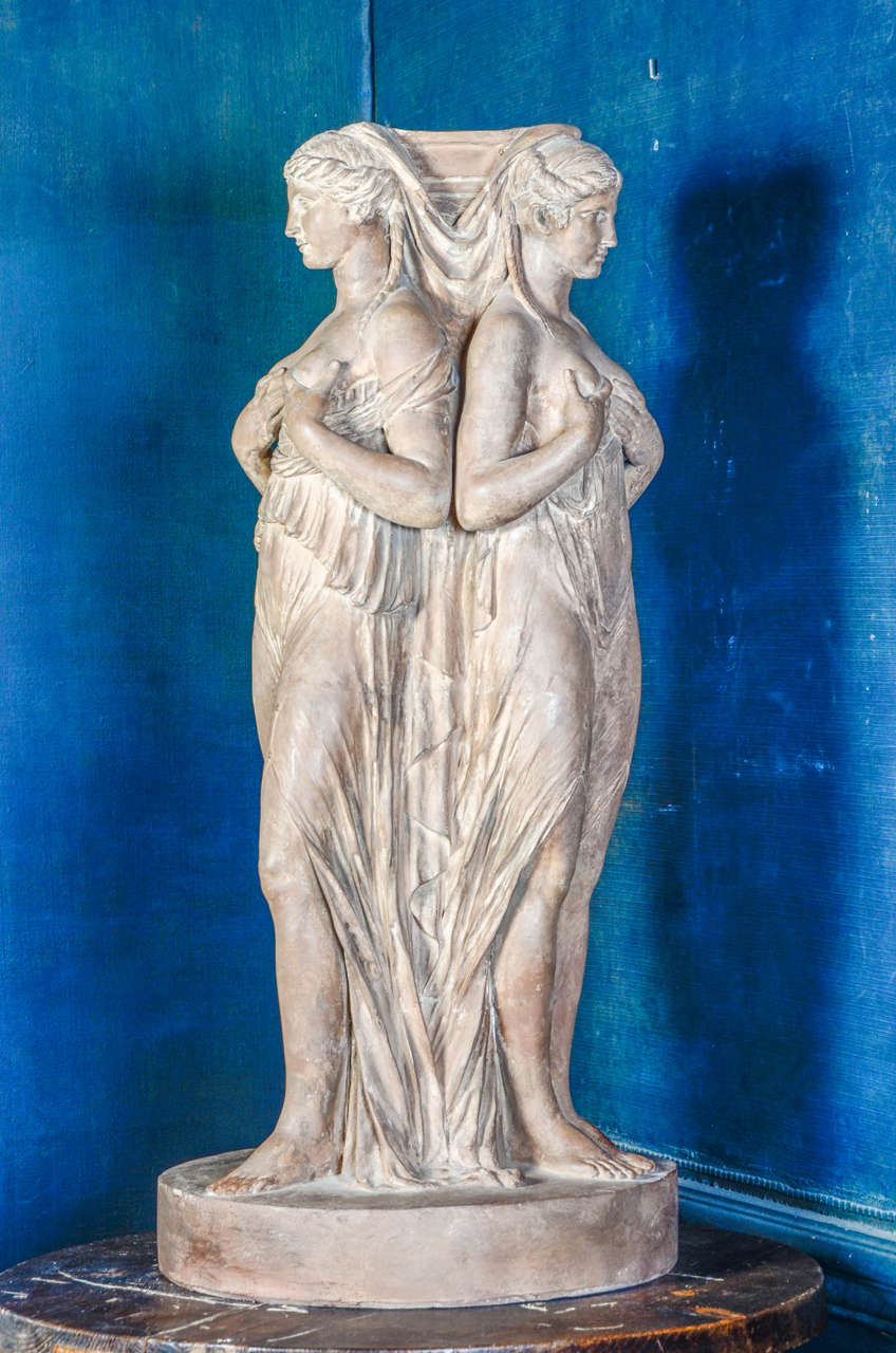 French Terra Cotta Study of Three Graces, France 19th Century For Sale