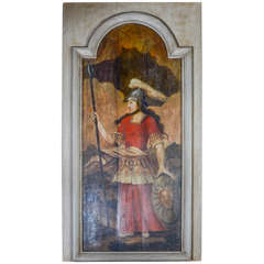 Antique Polychrome Wooden Panel "Trumeau, " France 17th Century