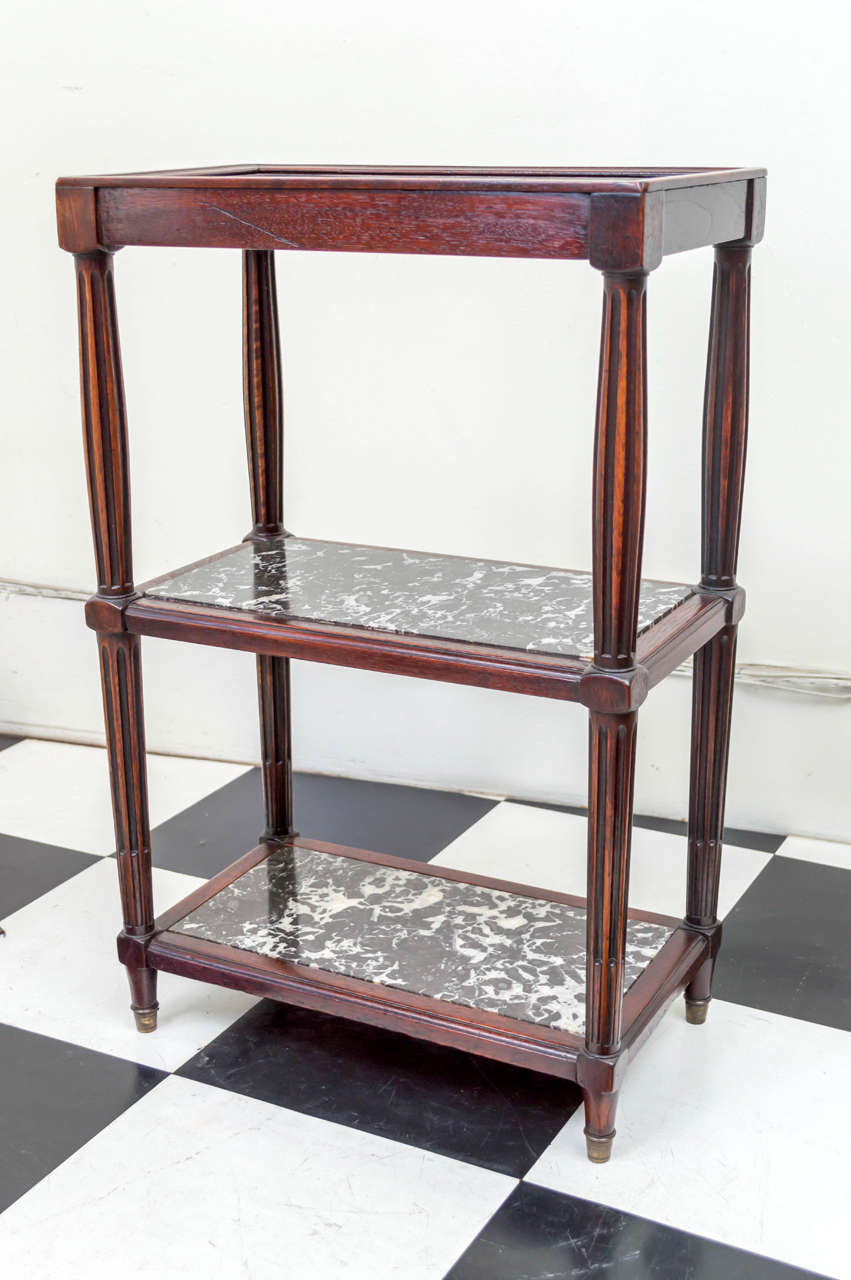 Late 19th Century French Directoire Style Walnut and Marble Server