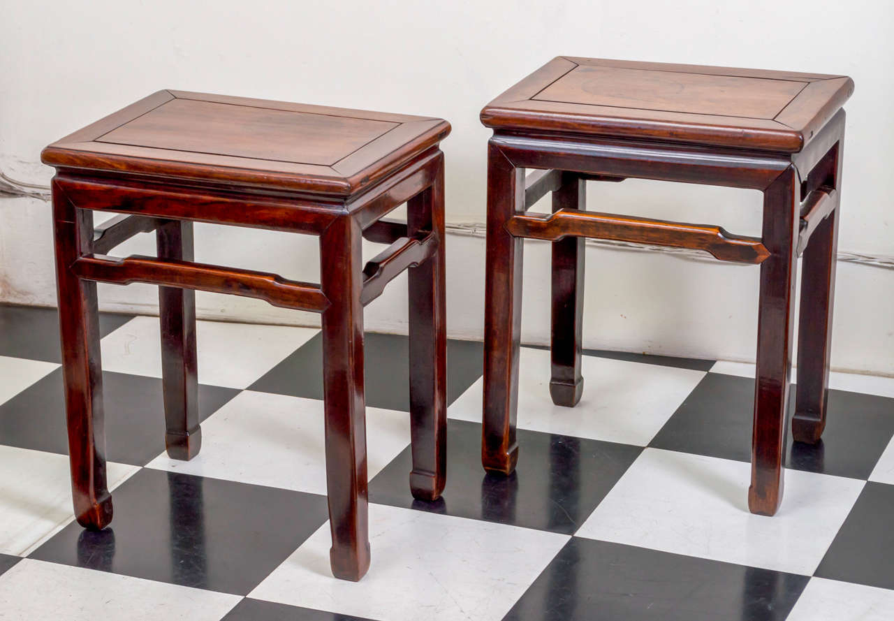 Pair of late 19th century Chinese rosewood side tables. Hongmu wood.