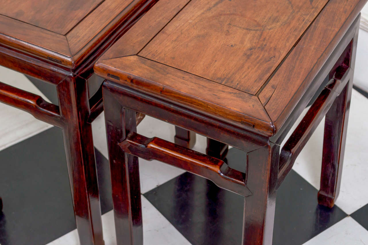 Pair of Late 19th Century Chinese Rosewood Side Tables In Good Condition In San Francisco, CA