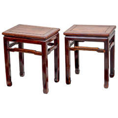 Antique Pair of Late 19th Century Chinese Rosewood Side Tables