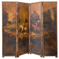 Four Panel English Screen with Mirrored Reverse Side