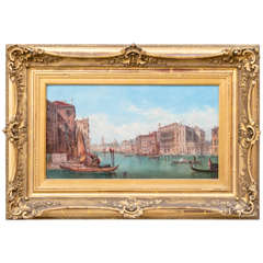 Framed Oil on Canvas Painting of Venice by Alfred Pollentine