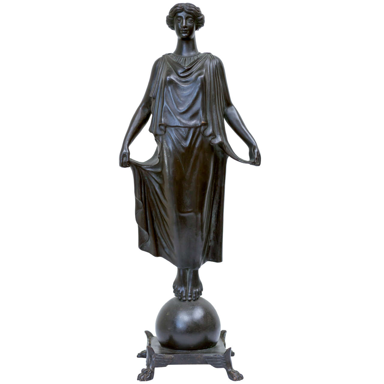 19th Century Roman Bronze Statue of a Woman For Sale