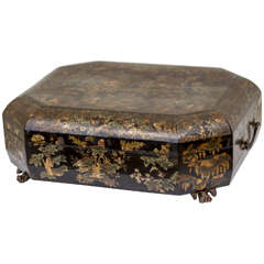 Antique 19th Century Chinese Export Lacquer and Gilt Box
