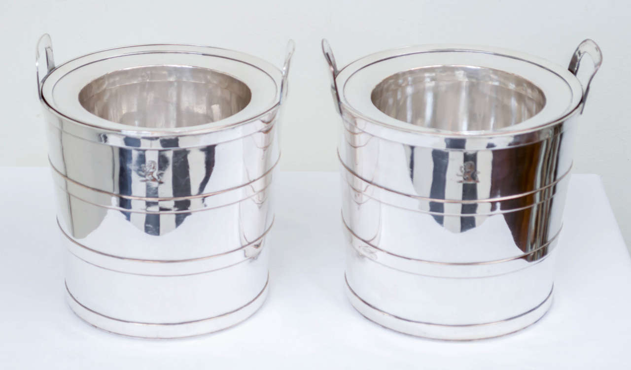 Pair of 19th Century English Regency Sheffield Silver Wine Coolers