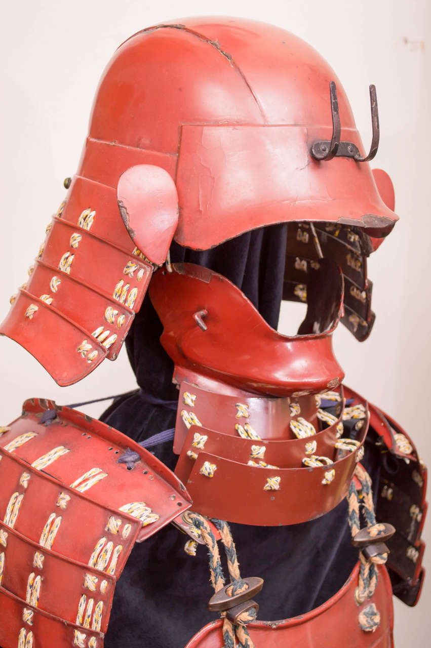 Suit of Red Lacquer Japanese Fighting Armor of the Late Edo Period For