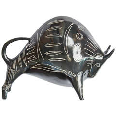 1950 Italian Pottery Bull Attributed to Guido Gambone