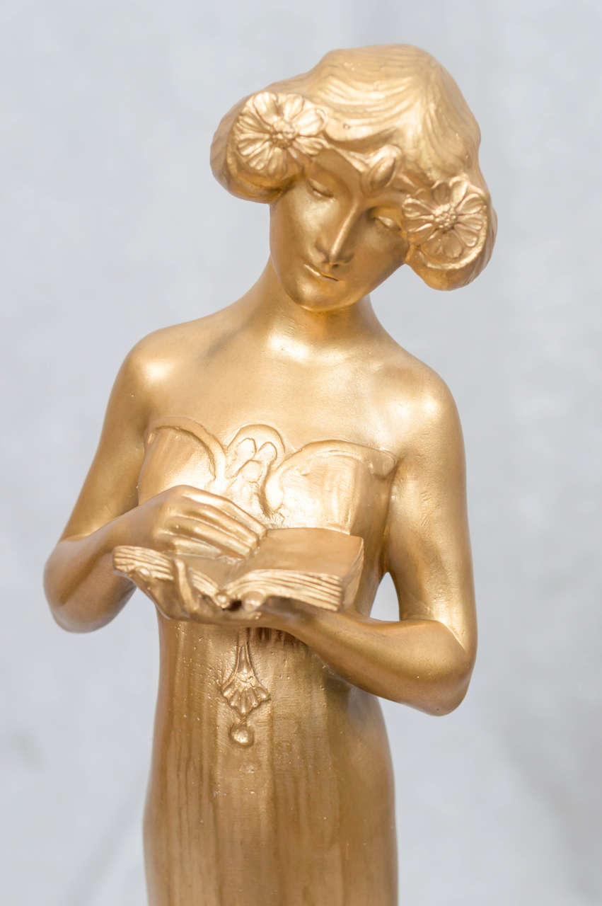 Austrian Art Nouveau Bronze, Secessionist Style by Charles Korschann