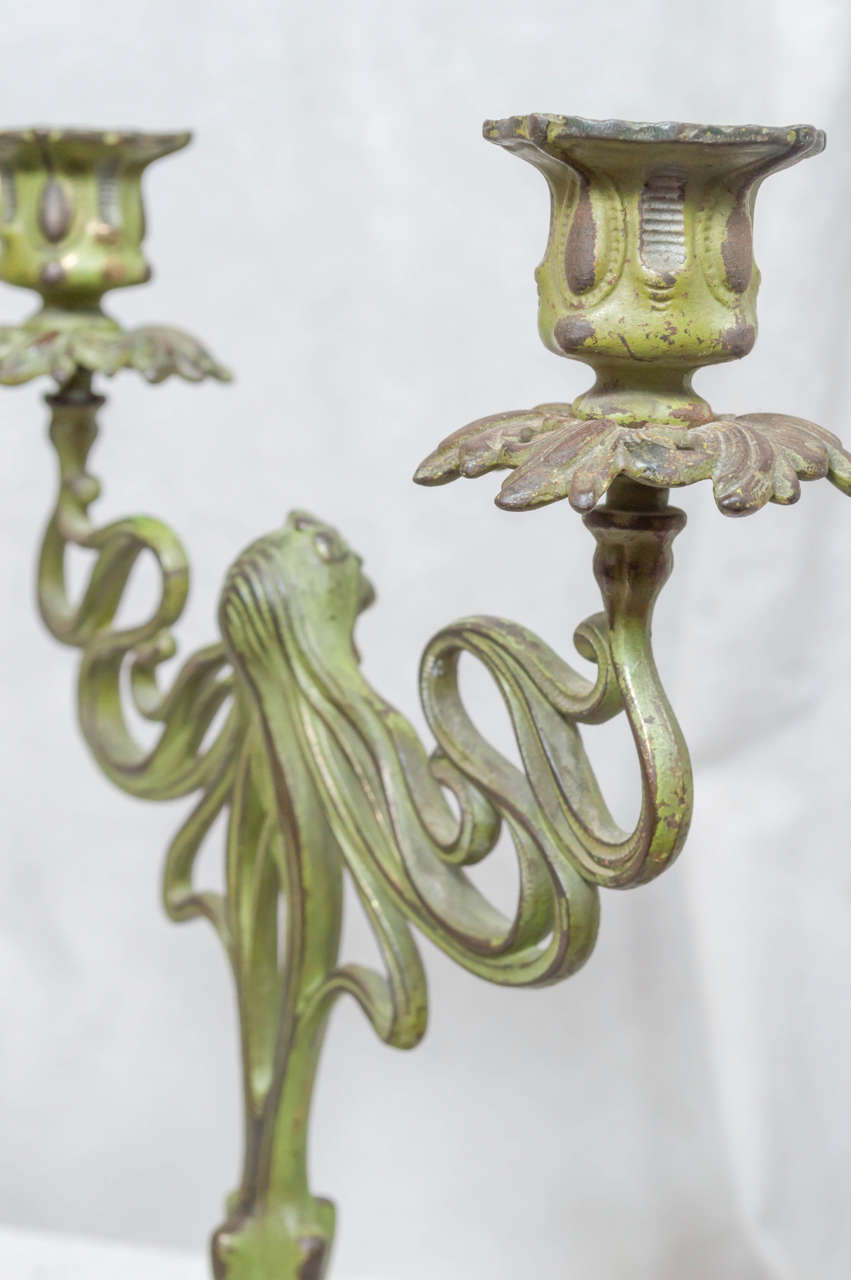 20th Century Pair of Art Nouveau Candlesticks