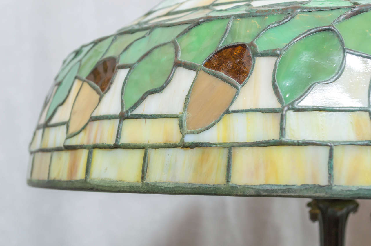 Art Nouveau Leaded Glass Table Lamp by Wilkinson