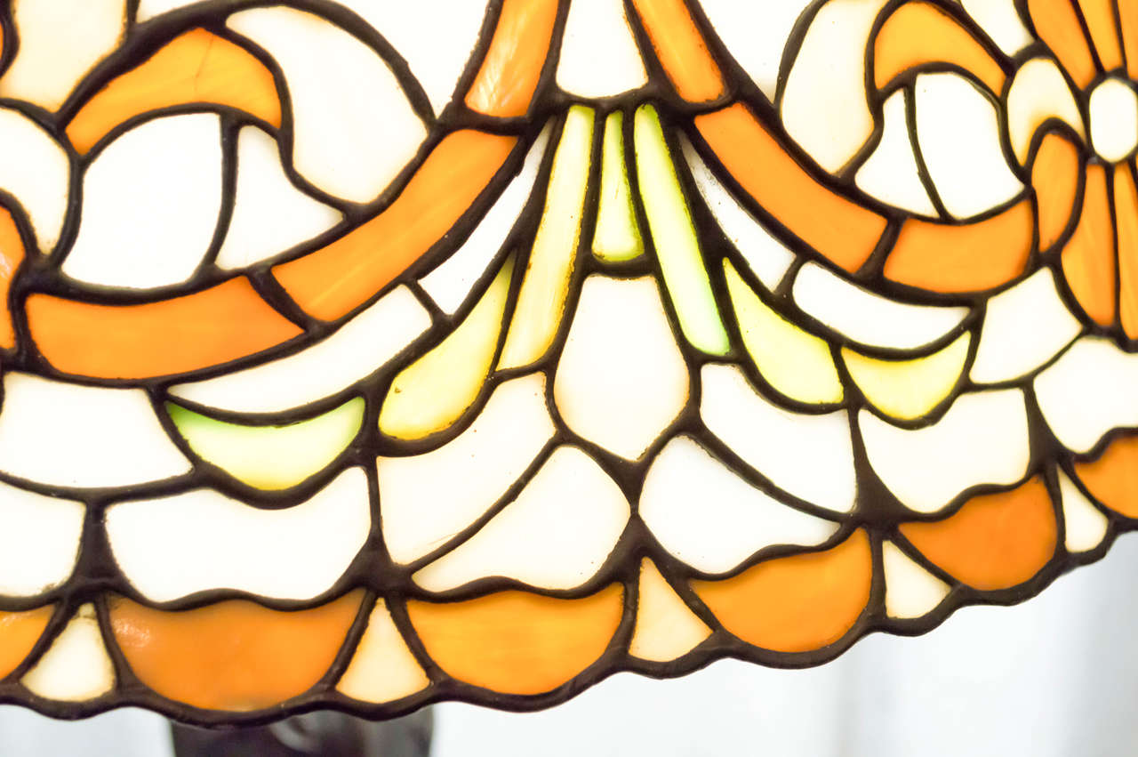 Arts and Crafts Leaded Glass Table Lamp by 
