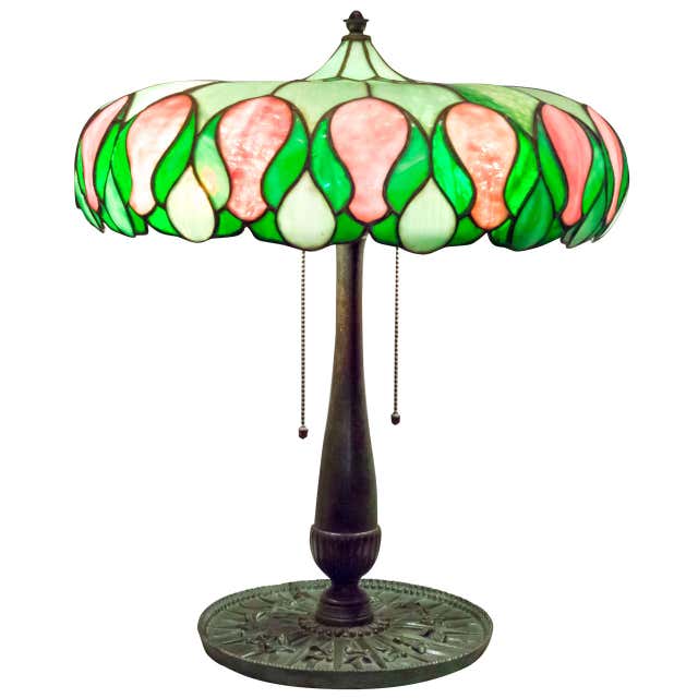 Leaded Glass Lamps - 8 For Sale on 1stDibs
