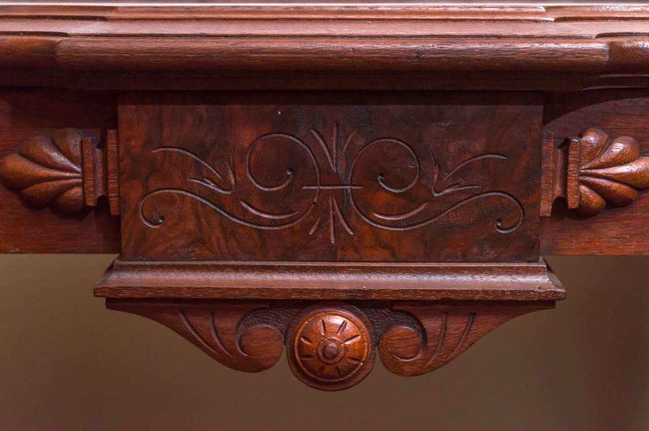 Hand-Carved Renaissance Revival Victorian Library Table