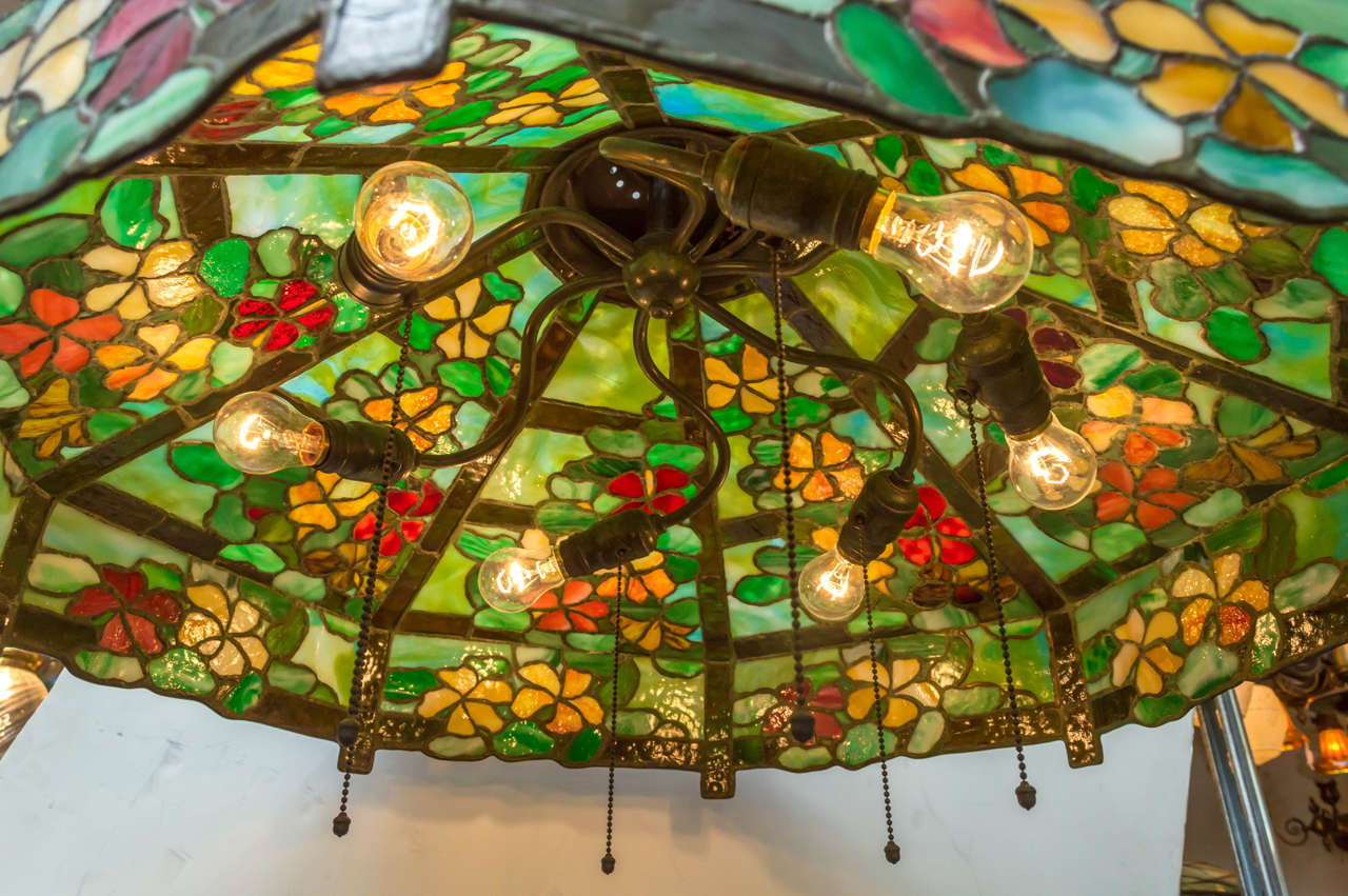 American Leaded Glass Hanging Dome by Handel