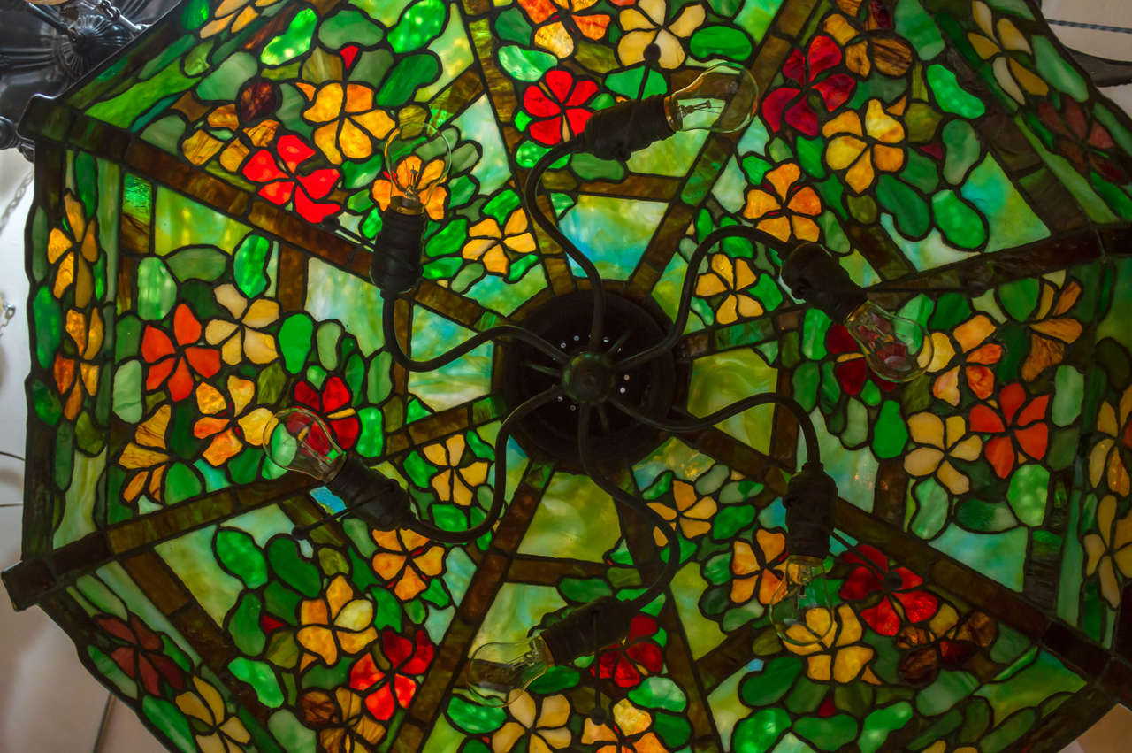 Cast Leaded Glass Hanging Dome by Handel