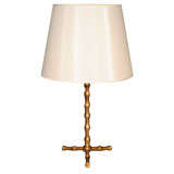Dore Bronze Faux Bamboo Table Lamp by Bagues, French 1940s