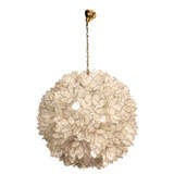 Two Globular Capiz-shell Chandelier, French 1960s Two Globular Capiz-shell Chandelier, French 1960s