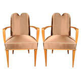 Pair of Sycamore Armchairs by Andre Arbus, French late 1930s