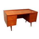 An American Jens Risom Designed Walnut and Mahogany Desk