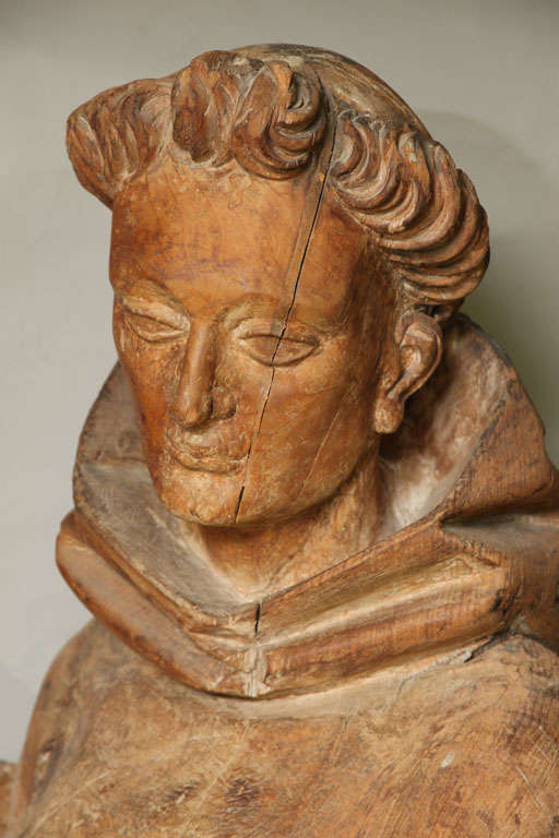 19th Century An Italian Carved Hardwood Figure of Saint Francis