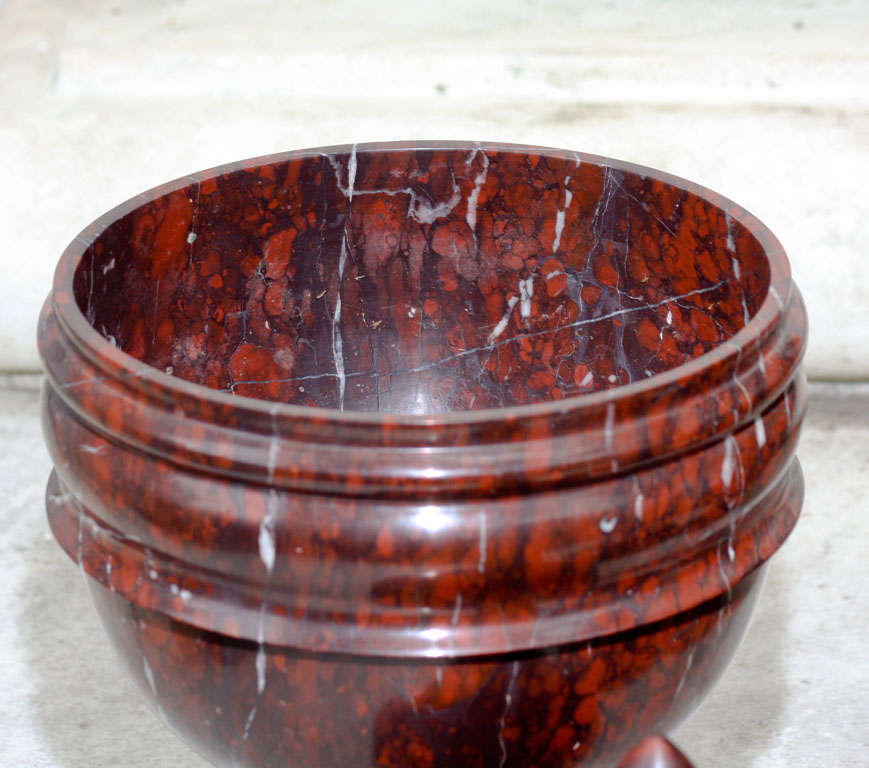 Large Pair Rouge Royale Covered Marble Urns For Sale 2