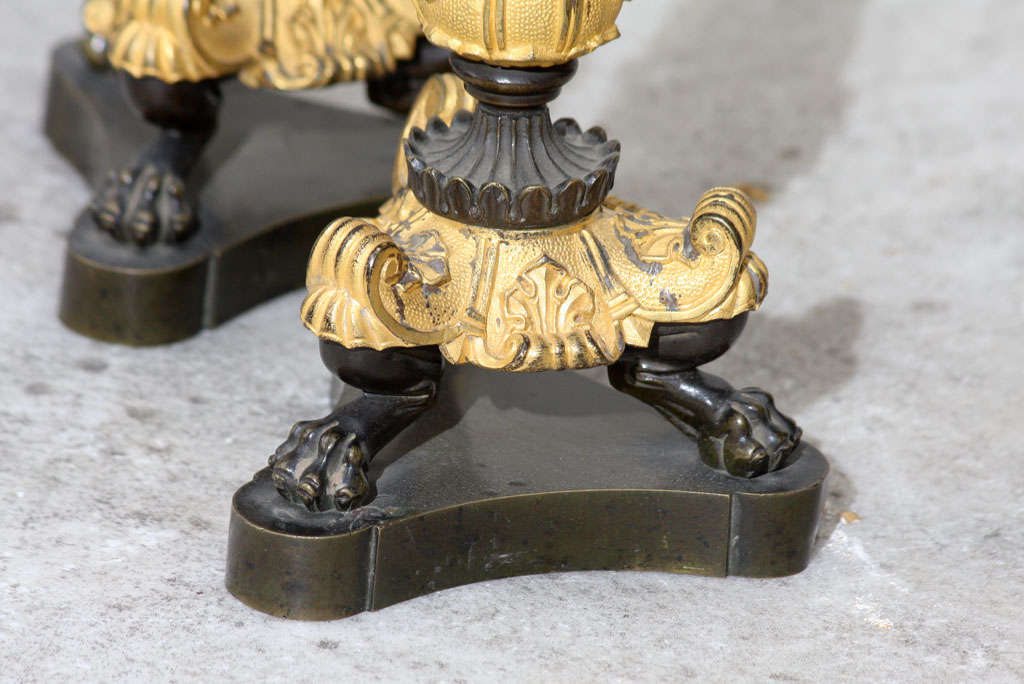 Napoleon III Gilt and Patinated Bronze Candlesticks For Sale 2