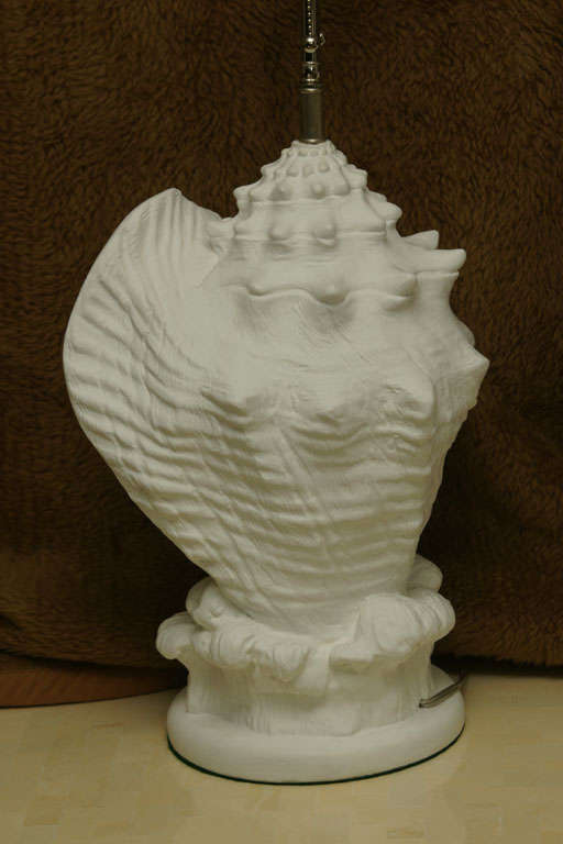 American Pair of Plaster Composition Shell Table Lamps