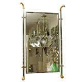 Chrome Framed Mirror with Brass Eagle Heads