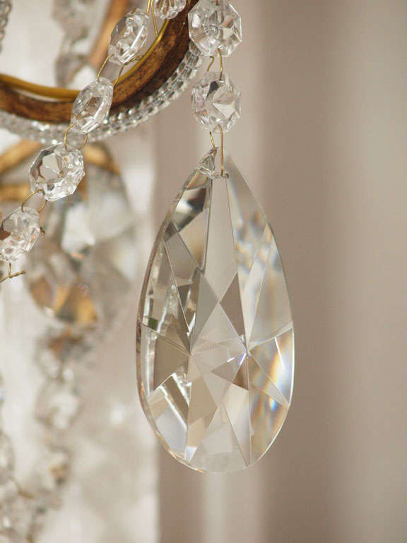Pair of Monumental Italian Beaded Crystal Sconces 2