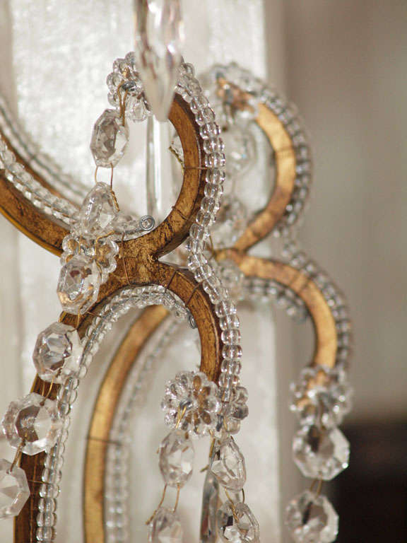 Pair of Monumental Italian Beaded Crystal Sconces 3