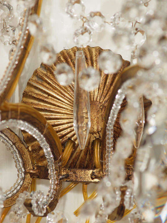 Pair of Monumental Italian Beaded Crystal Sconces 4