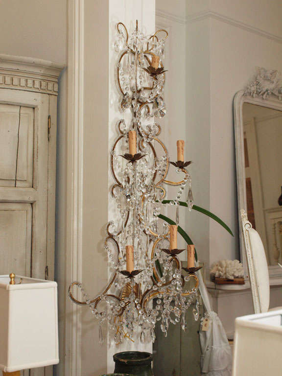 Pair of Monumental Italian Beaded Crystal Sconces 6