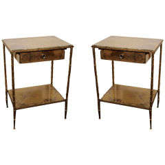 Pair of Brass and Mirrored Side Tables