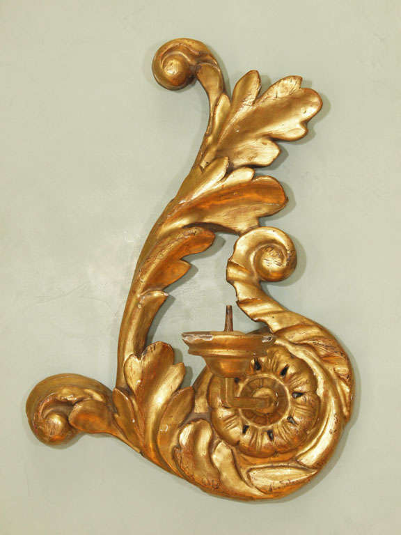 Italian Gold leaf carved wood candle appliques