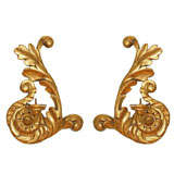 Italian Gold leaf carved wood candle appliques