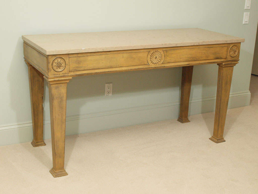 18th century painted and hand-carved Tuscan console with marble top.