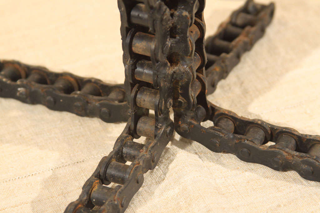 American Folk Art Industrial Roller Chain Candlestand For Sale