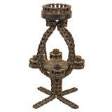 Vintage Folk Art Industrial Roller Chain Candlestand