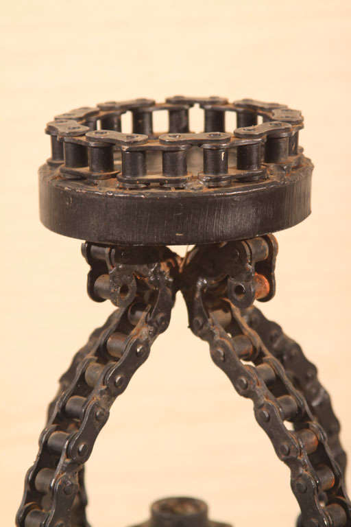 Folk Art Industrial Roller Chain Candlestand For Sale at 1stDibs